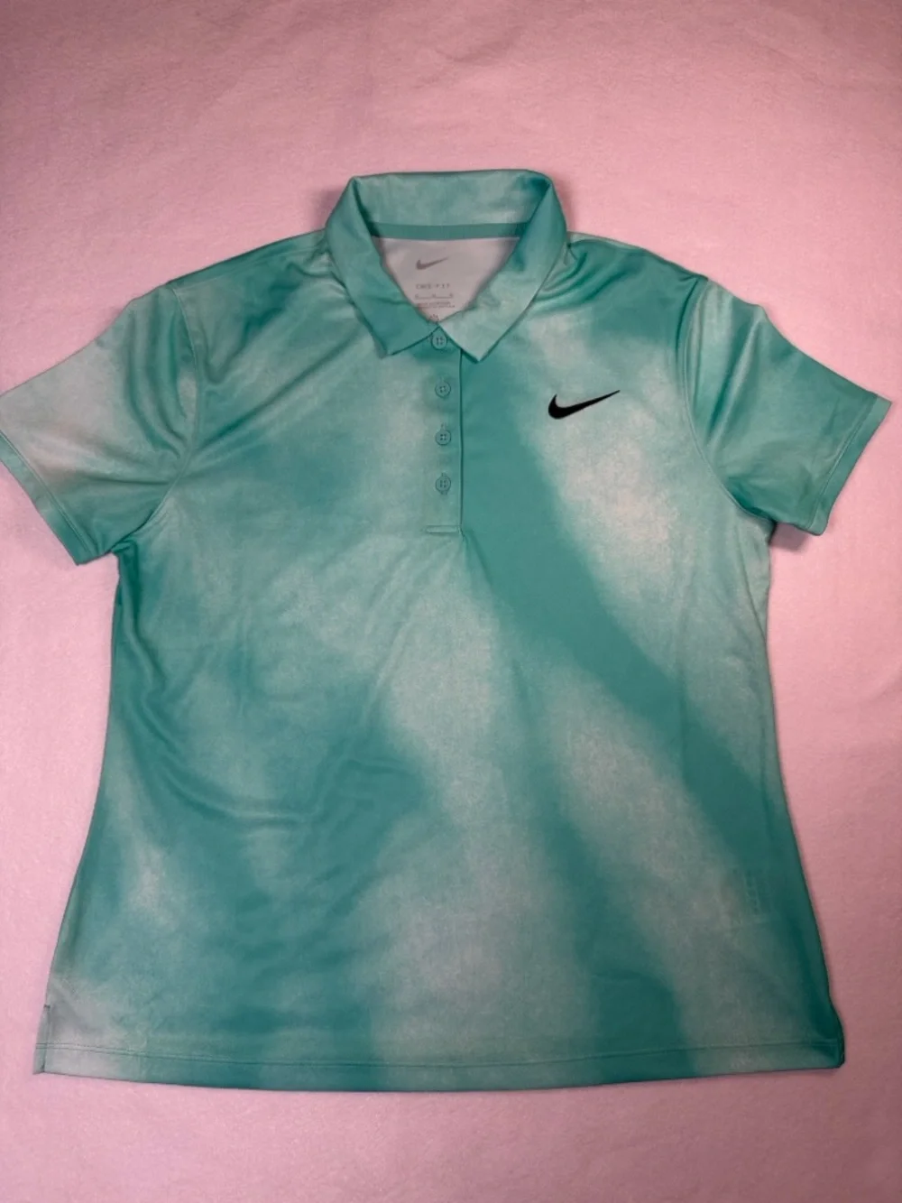Nike Golf Women's Teal Short-Sleeve Button-Down Polo with Black Swoosh Size M - Picture 10 of 14